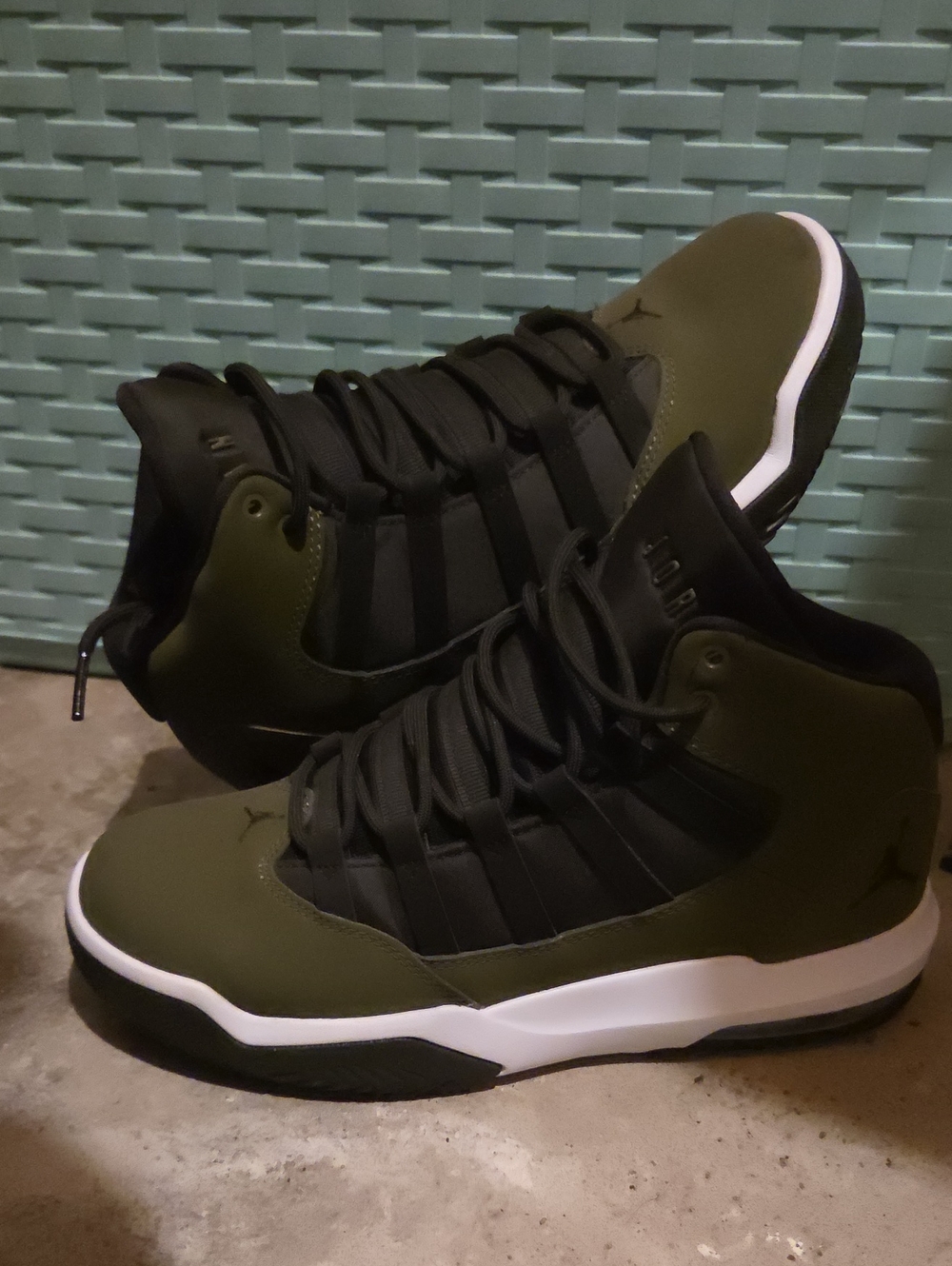 Jordan High-Top Sneakers in Olive Green and Black
